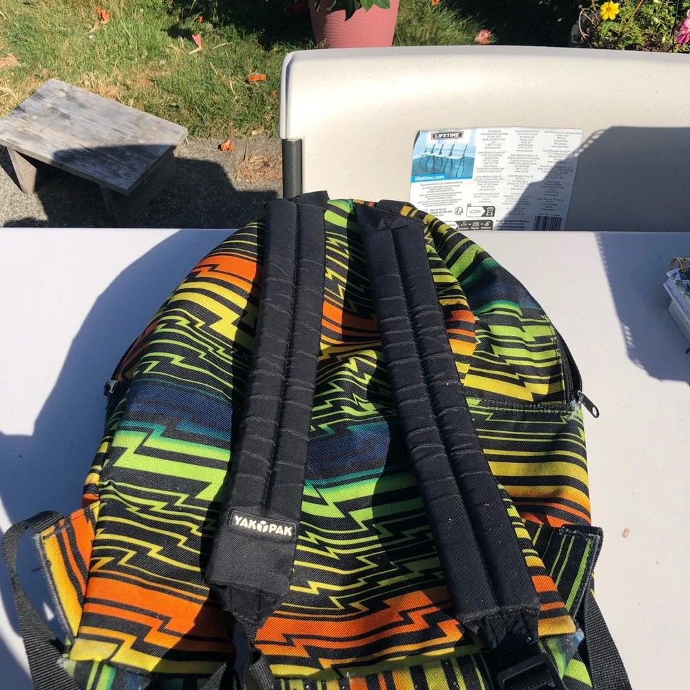 Yak Pak Vibrant Multicolor Zigzag Men's Backpack - Green/Orange/Yellow